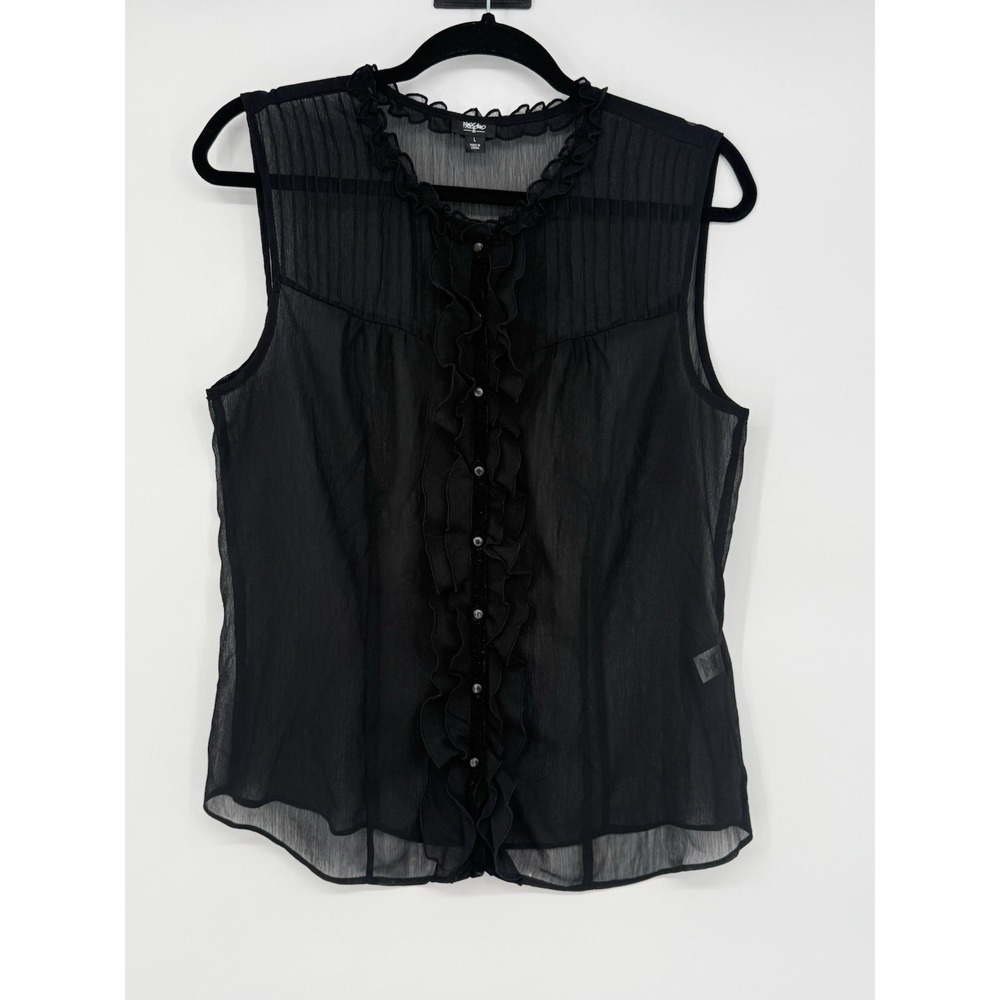 Mossimo Women's Sheer Sleeveless Button Up Large